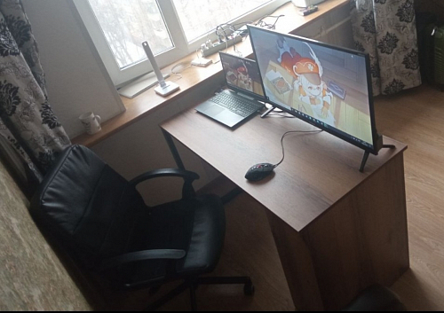 Письменный стол Битти Лофт 116х60х75 дуб вотан / черный матовый фото покупателя 7