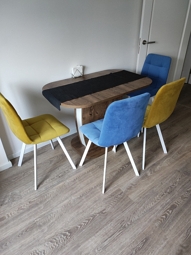 Стул на металлокаркасе Чилли синяя ткань / белый фото покупателя 940