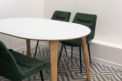 Стеклянный стол Семвэлл белый / дуб монтана из шоурума 2