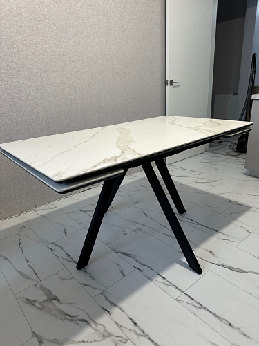 Керамический стол Вилли 140(200)х80 серый мрамор larka grey / черный фото покупателя 14