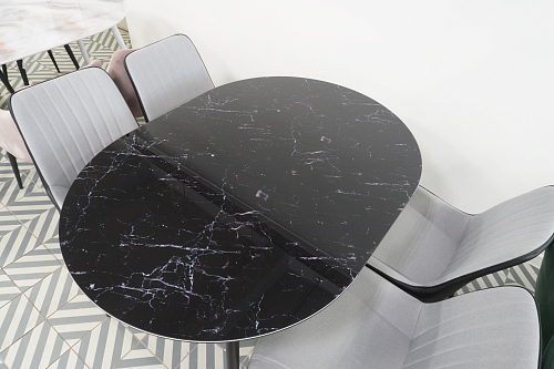 Стеклянный стол Кловис 100(140)х100х76 обсидиан / черный из шоурума 3