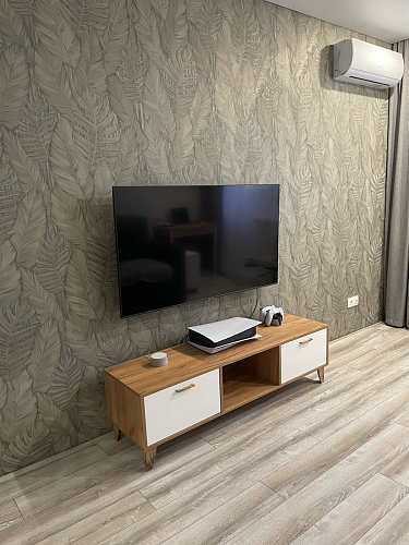 ТВ-тумба Эго Т-3 на ножках бетон светлый / белый глянец фото покупателя 29