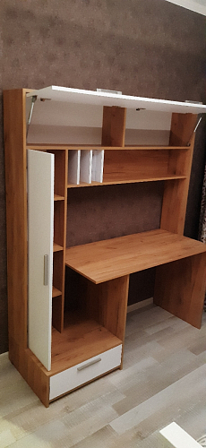 Письменный стол Лайт 03.243 дуб золотой (craft) / белый премиум фото покупателя 113