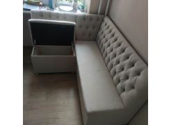 Кухонный диван угловой Мирта левый микровельвет черный фото покупателя 2