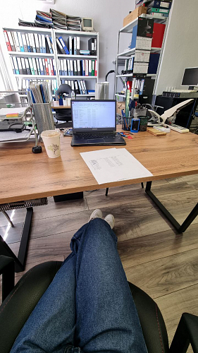 Стол Лота Лофт 120 25 мм дуб делано темный / черный матовый фото покупателя 1014