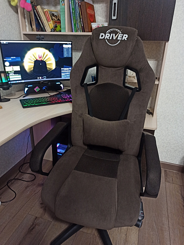 Компьютерное кресло Driver/Драйвер кожзам черный / ткань черный фото покупателя 47