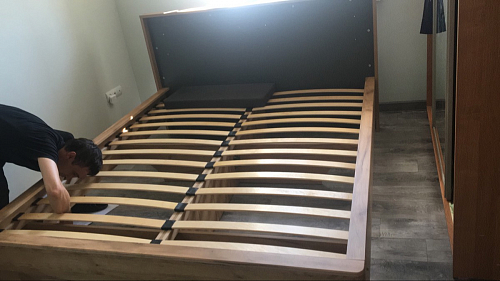 Двуспальная кровать Клауд 160х200 парящая дуб крафт золотой / антрацит фото покупателя 24