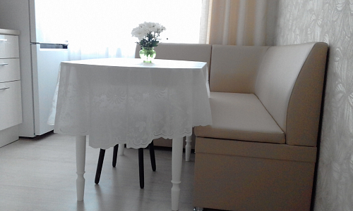 Кухонный диван Уют угловой экокожа белый правый фото покупателя 5