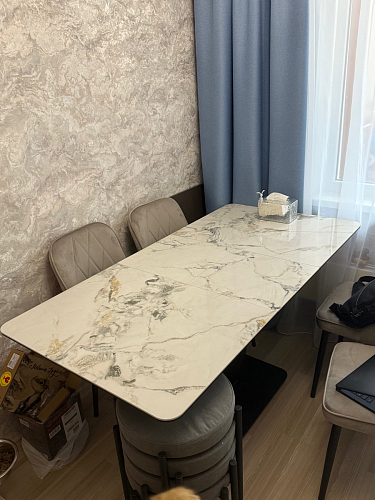 Стол на тумбе Бугун белый / золото фото покупателя 69