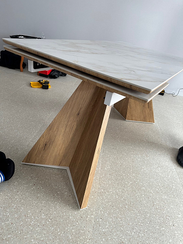 Керамический стол Ливи 140(200)х80х78 серый мрамор / черный фото покупателя 24