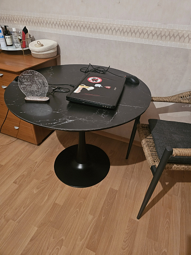 Стол Тулип 80х73 мрамор черный / белый фото покупателя 71