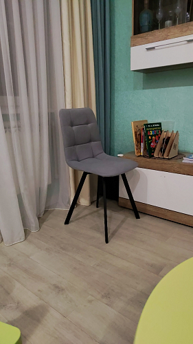 Стул на металлокаркасе Чилли К светло-серый велюр / черный каркас фото покупателя 473