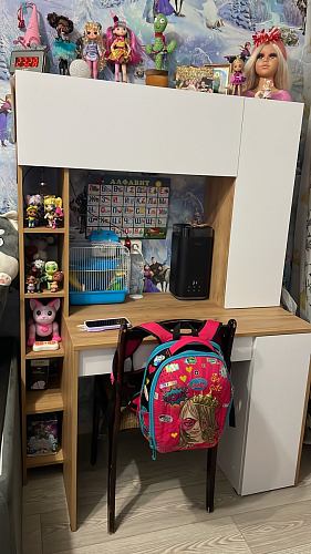 Письменный стол Комфорт 12.71 дуб золотой craft / белая аляска  - Уцененный экземпляр фото покупателя 128