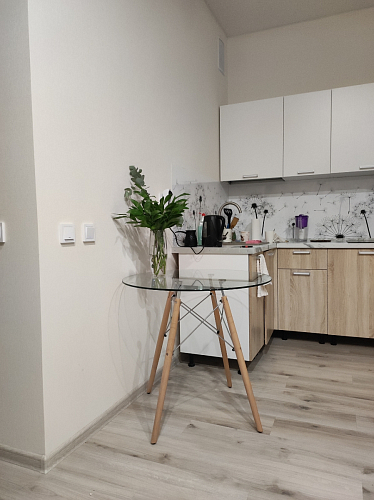 Стеклянный стол PT-151 90х90х76 clear glass / wood фото покупателя 15