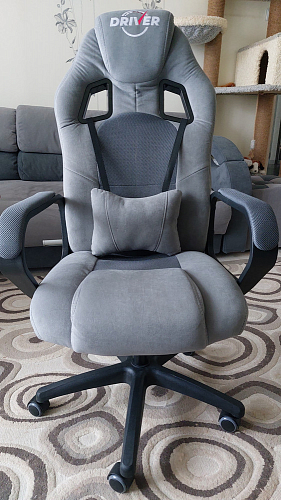 Компьютерное кресло Driver/Драйвер кожзам черный / ткань синий фото покупателя 8