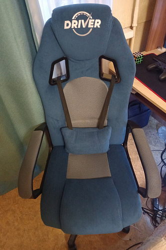 Компьютерное кресло Driver/Драйвер кожзам черный / ткань синий фото покупателя 116