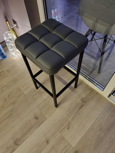 Барный стул Лофт кожзам темно-серый / черный матовый фото покупателя 42