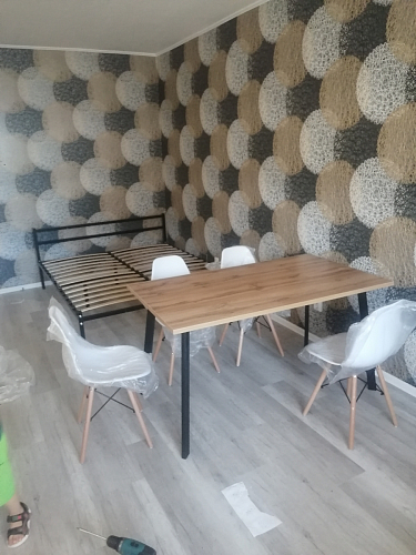 Стол Тринити Лофт 120 32 мм дуб галифакс табако / черный матовый фото покупателя 63