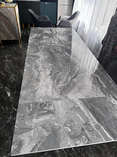 Керамический стол Ливи 140(200)х80х78 серый мрамор / черный фото покупателя 6