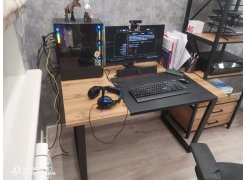 Деревянный стол Лота Лофт 120(160)х75 черный матовый / бетон светлый фото покупателя 62