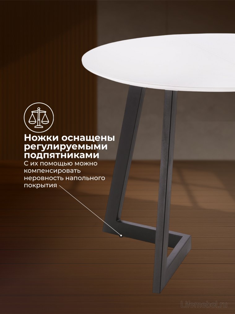Стеклянный стол Алингсос 100(140)х100х76 белый / белая шагрень