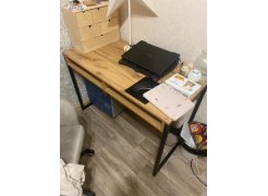 Письменный стол Леон Лофт дуб делано темный / черный матовый фото покупателя 5