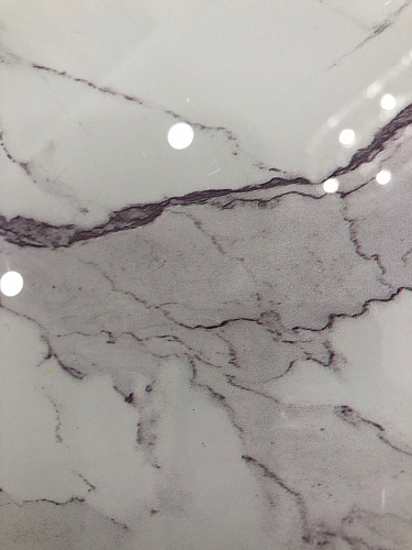 Стеклянный стол Фостер 120(160)х120х76 белый мрамор / черный фото покупателя 84