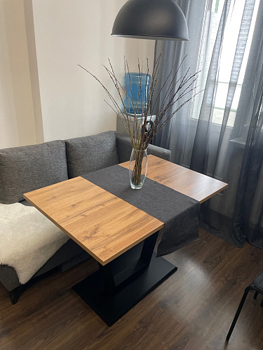 Стол на тумбе Мичиган Лофт 110х70 25 мм дуб делано темный / черный матовый фото покупателя 9