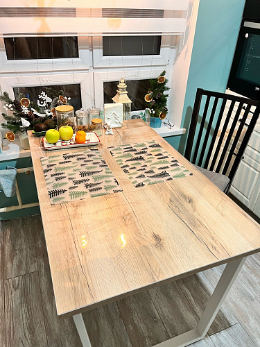 Деревянный стол Барон О 200 х 90 белая пленка шагрень / черный фото покупателя 72