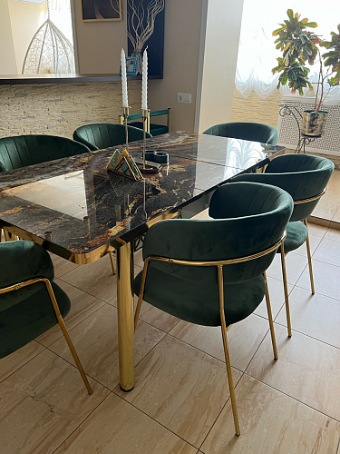 Стул на металлокаркасе Kamelia green / gold фото покупателя 95