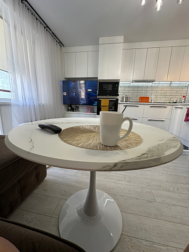 Стол Тулип 80х73 мрамор черный / белый фото покупателя 98