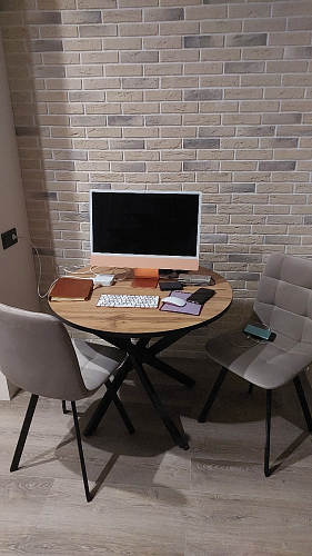 Стул на металлокаркасе Чилли синяя ткань / белый фото покупателя 481