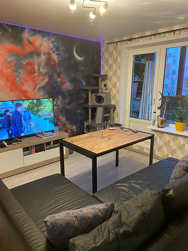 Стол Центавр 120(160)х70х75 файерстоун / черный матовый фото покупателя 3