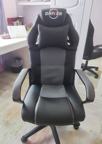 Компьютерное кресло Driver/Драйвер кожзам черный / ткань черный фото покупателя 65