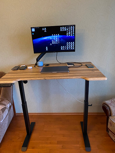 Компьютерный стол Маркос 140х80 голубой / черный фото покупателя 23