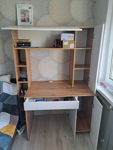 Письменный стол Комфорт 12.71 дуб золотой craft / белая аляска фото покупателя 157