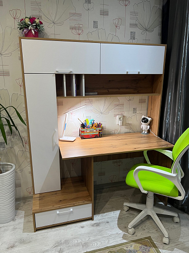 Письменный стол Лайт 03.243 дуб золотой (craft) / белый премиум фото покупателя 275