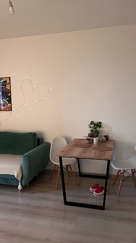 Стеклянный стол Фостер 120(160)х120х76 белый мрамор / черный фото покупателя 3