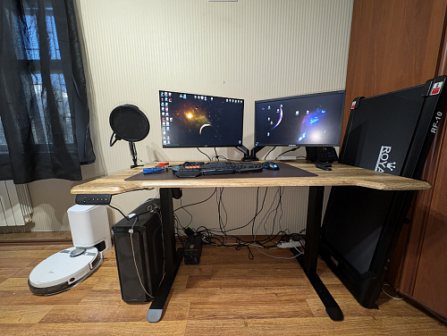 Компьютерный стол Маркос с механизмом подъема 120х75х75 орех кантри / белый фото покупателя 27