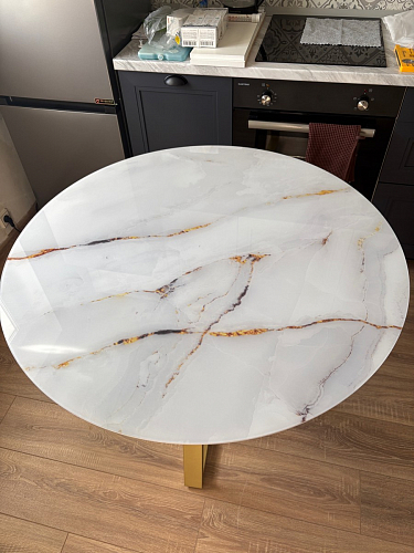 Стеклянный стол Норфолк 100 золото фото покупателя 24