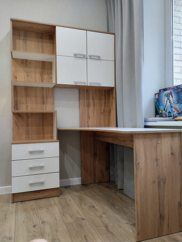 Компьютерный стол Ганор левый дуб вотан / белый  - Уцененный экземпляр фото покупателя 22