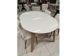 Стеклянный стол Семвэлл белый / дуб монтана из шоурума 4