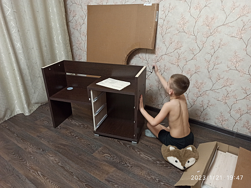 Письменный стол СР-132-130 левый с надстройкой шамони-ч / карамель фото покупателя 3