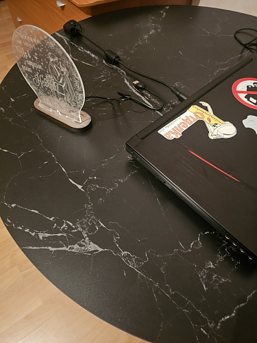 Стол Тулип 90х73 дуб вотан / белый  - Уцененный экземпляр фото покупателя 72