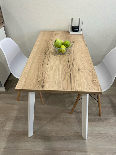 Стеклянный стол Фостер 120(160)х120х76 серый мрамор / черный фото покупателя 72