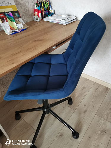 Компьютерное кресло Честер темно-серый велюр velutto 32 / белый фото покупателя 3