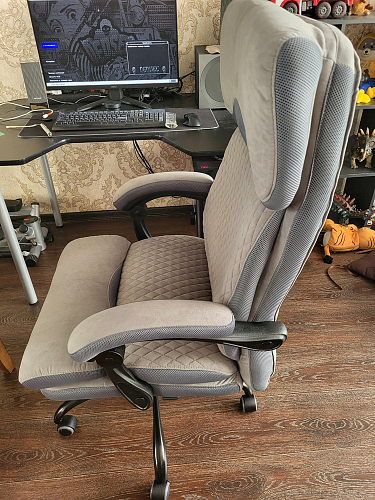 Компьютерное кресло Chief Metalbl/Чиф Металбл серый велюр фото покупателя 3