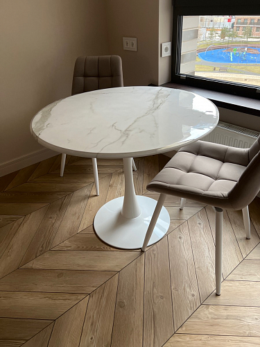 Стол Тулип 80х73 мрамор черный / белый фото покупателя 125