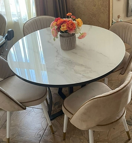 Стеклянный стол Нейтон обсидиан / черный фото покупателя 6