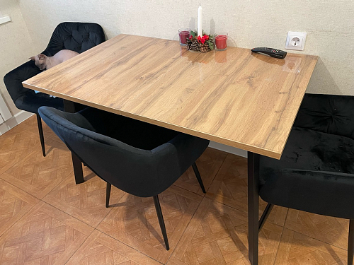 Стол раскладной Колон Лофт 120 32 мм дуб галифакс табако / черный матовый фото покупателя 158